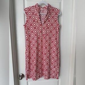 Jude Connally Kristen Tunic Dress Red Geometric Print Size M